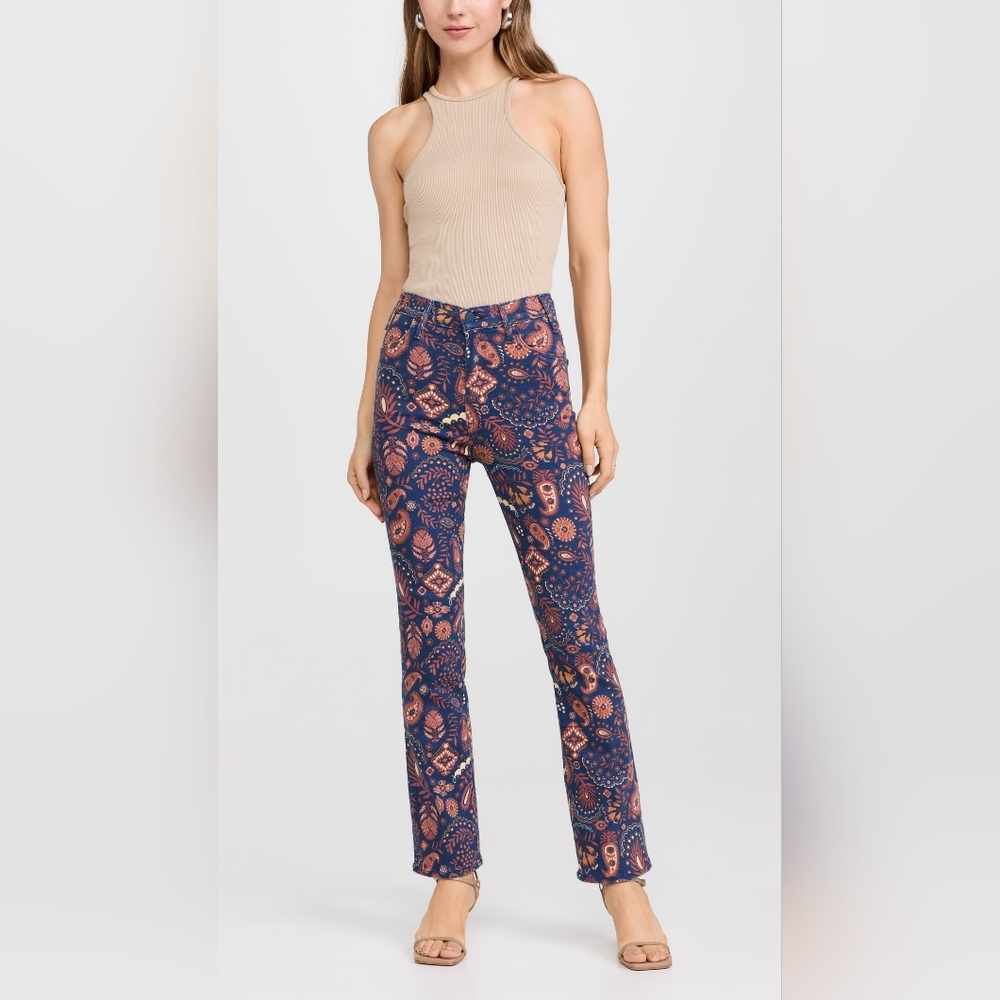 NWT MOTHER Hustler Flood Jeans in Henna Happiness Size 25 Paisley 70's Style - Picture 11 of 15